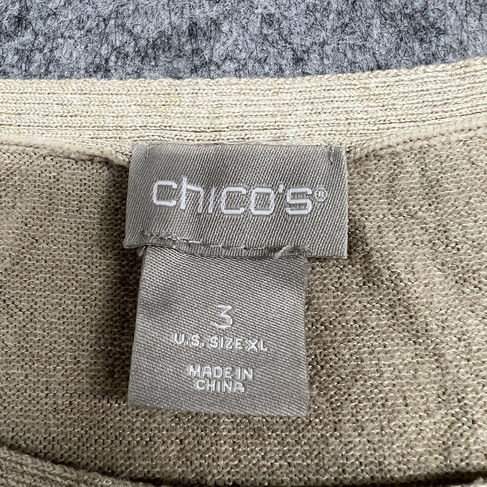 Chicos Tank Top Womens XL Beige Scoop Neck Sleeveless Knit Rayon Blend Basic - Picture 3 of 14
